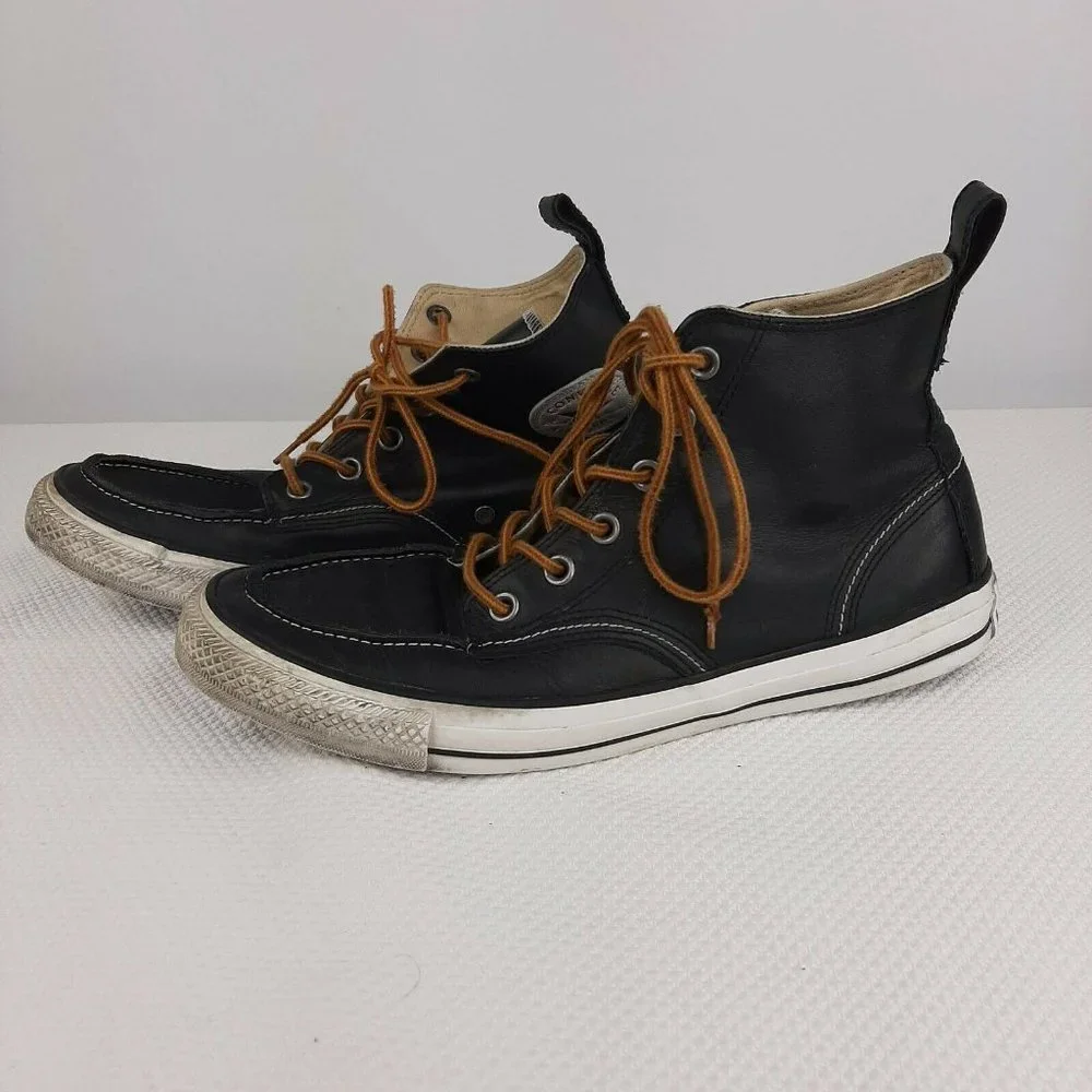 Converse Chuck Taylor Classic Boot High Black Leather Mens Size 10 Moc Toe - Picture 4 of 7